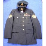 Canadian Air Force sgt's uniform with cap and beret but with WWII medal ribbons