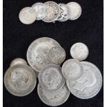 Small collection of silver coins. Pre-1920 14.7gm. Pre-1947 65.9gm.