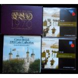 United Kingdom. 1970 Proof Set, 1983 Unc. set, two Gibraltar crowns 2004. All in packaging.