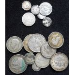 United Kingdom. Collection of silver coins. Pre-1947. 104.9gm. Pre-1920. 16.1gm.