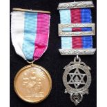 Masonic. The Duke of Sussex jewel, 1975 die. With silver gilt band. Also Royal Arch Chapter jewel.