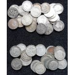 United Kingdom. Small collection of silver coins. Pre-1920. 42.7gms. Pre-1947. 31.2gms.