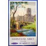 Railwayana. British Rail poster for Fountains Abbey. Scene by Gyrth Russell. 1956. 101cm x 63cm.