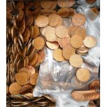 United Kingdom. Large tub of pennies, half-pennies etc.