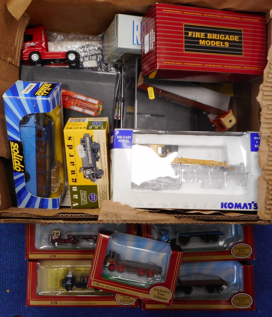 Box of various die-cast lorries etc. Mostly boxed.