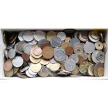 Box of foreign coins.