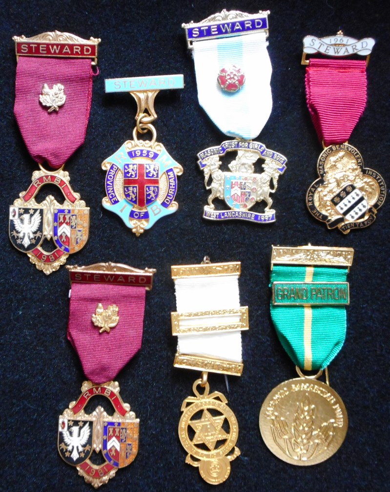 Masonic. Seven charity and stewards jewels.
