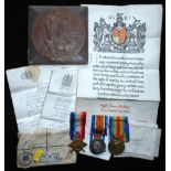 Medals. Family Group. 1914-15 Trio; to 839 BGLR: J. Blackley. K.O. Sco; Bord.