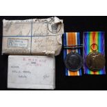 Medals. WWI pair. British War Medal and Victory Medal; to 92873 Gnr. A. Woods. R.A.