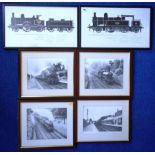 Railwayana. Four photographs, two prints. All framed.