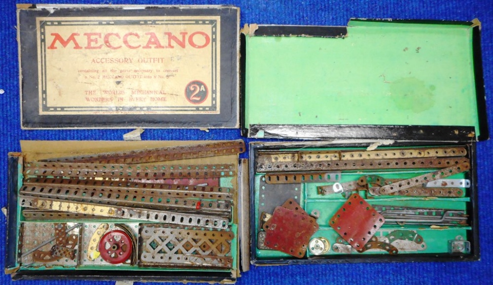 Meccano. 2A and 3A Accessory sets. Both in Poor order.