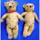 Two teddies circa 1950's, 40cm and 42cm, respectively.