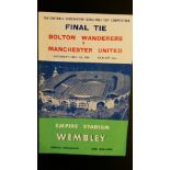 FOOTBALL, programme for 1958 FA Cup Final, Bolton Wanderers v Manchester United, VG