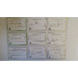 CRICKET, signed white or green cards by Nottinghamshire players, inc. Bowen, Stemp, Wharf, Milns,