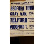 FOOTBALL, poster for Bedford Town AFC fixtures, v Gray Wanderers, Telford & Woodford Town, all April