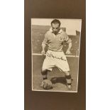 FOOTBALL, signed magazine photo by Stanley Matthews, full-length pose in Blackpool kit, overmounted,