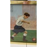 FOOTBALL, signed colour magazine photo by Tom Finney, full-length in action for PNE, framed &