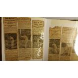 CRICKET, newspaper clippings, Daily News Cricket Lessons by AE Gilligan, loose mounted in acetate