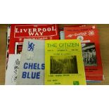 FOOTBALL, fanzines, inc. Chelsea, Liverpool, Norwich, Arsenal etc., G to EX, Qty.