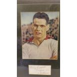 FOOTBALL, signed blank white card by Billy Liddell, overmounted with photo, 8 x 11 overall, VG