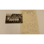 FOOTBALL, Tonbridge FC selection, inc. hand-written letter by manager Harry Curtis, June 1950;