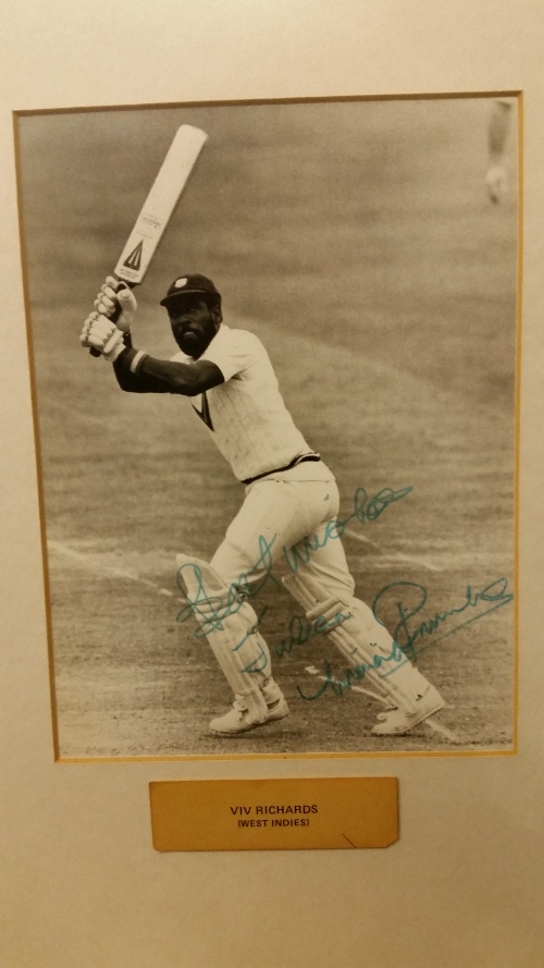 CRICKET, signed photo by Viv Richards, 6 x 8, full-length batting, personally obtained by Brian