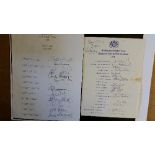 CRICKET, signed England teamsheets, 1963 to West Indies (10/11 signatures), Dexter, Cowdrey, Edrich,