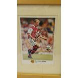 FOOTBALL, signed colour photo by Dennis Bergkamp, Goal Heroes of 99, in action for Arsenal,