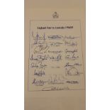 CRICKET, signed teamsheet by 1994/5 England, for tour to Australia, 20 (of 22) signatures inc.