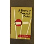 CRICKET, softback edition of A History of Tasmanian Cricket by Roger Page, 1957, tear to cover, G
