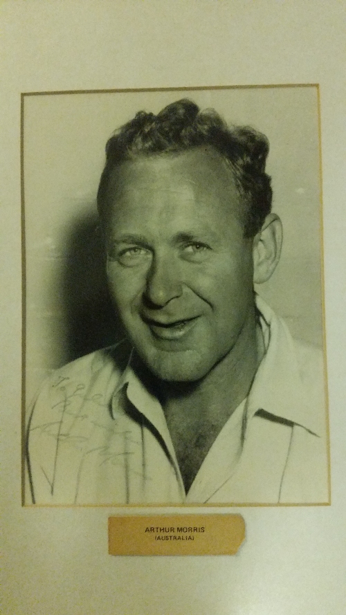 CRICKET, signed press photo by Arthur Morris, member of 1948 Australia team, h/s, 7 x 9,