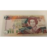 CRICKET, signed banknote by Richie Richardson, Eastern Caribbean $20, EX