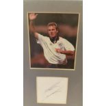 FOOTBALL, signed blank white card by Alan Shearer, overmounted with photo, 8 x 11 overall, VG