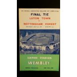 FOOTBALL, programme for 1959 FA Cup Final, Luton Town v Nottingham Forest, VG