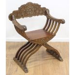 Syrian Curule Form Bone Inlaid Armchair