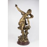 Auguste Moreau Gilt Metal Goddess & Cupid