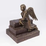 Bronze Sculpture, Angel Kneeling on Steps