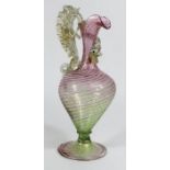 Venetian Gilt Pink & Green Glass Dragon Ewer