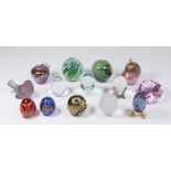 Lot of 14 Glass Blown & Etched Paperweights