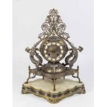 :A "Persanne" Silvered & Gilt Bronze Mantel Clock