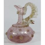 Venetian Gilt Pink & Clear Glass Dragon Ewer