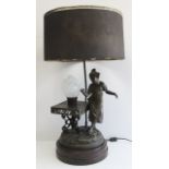 Figural Metal Lamp, "Souffleuse"