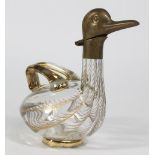 Vintage Etched Glass Duck Shape Decanter