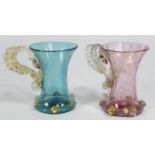 2 Venetian Gilt Colored Glass Dragon Mugs