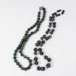 2 Spinach Jade Beaded Necklaces