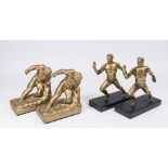 2 Pairs Figural Male Spelter Bookends