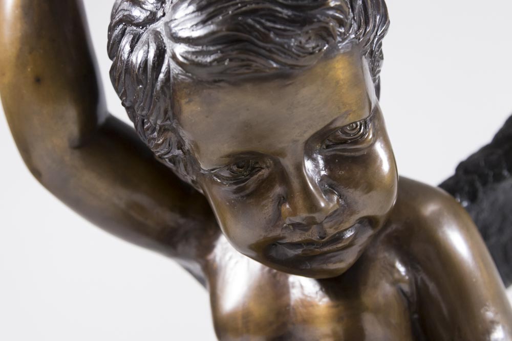 Contemporary Bronze Cupid Sculpture - Image 2 of 4