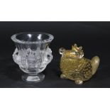 Lalique Bird Pedestal Bowl & Murano Frog Prince