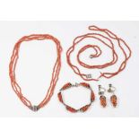 3-Piece Coral & Brass Grape-Form Jewelry Set