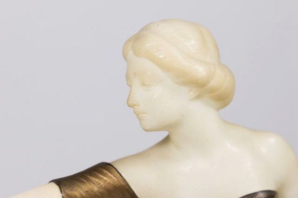 :Austrian Bronze & Alabaster Girl - Image 4 of 6